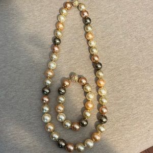 Faux Pearl Necklace and Bracelet